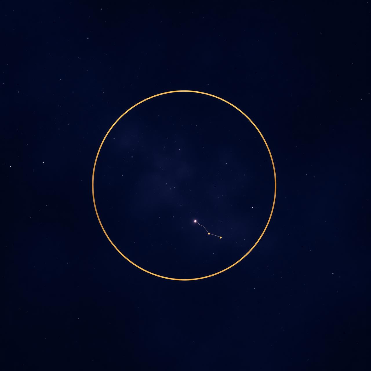 Golden celestial ring over a violet nebula